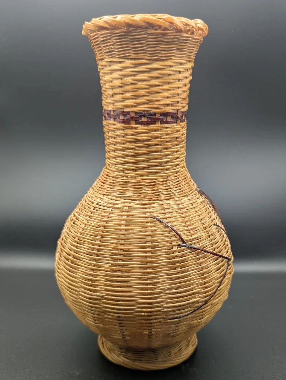 Woven Bamboo Vase with Porcelain Insert